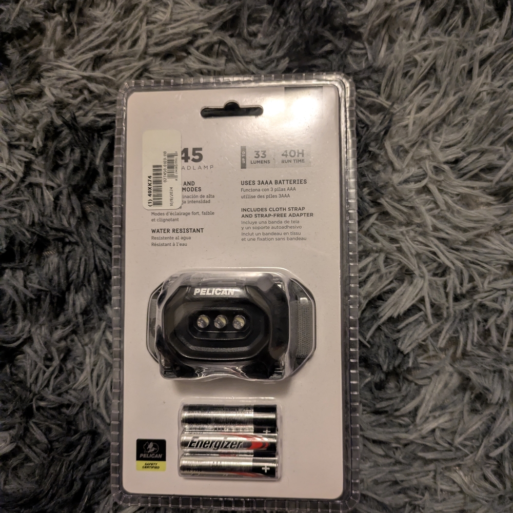Pelican Black Headlamp with Batteries